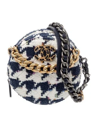 Pre-owned Chanel Tweed 19 Round Clutch W/ Chain In Multi