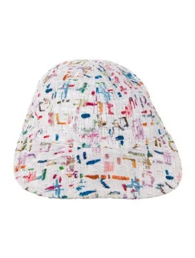 Pre-owned Chanel Tweed Baseball Cap In White