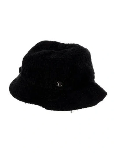 Pre-owned Chanel Tweed Bucket Hat In Black