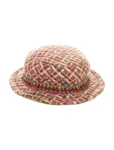 Pre-owned Chanel Tweed Bucket Hat In Pink