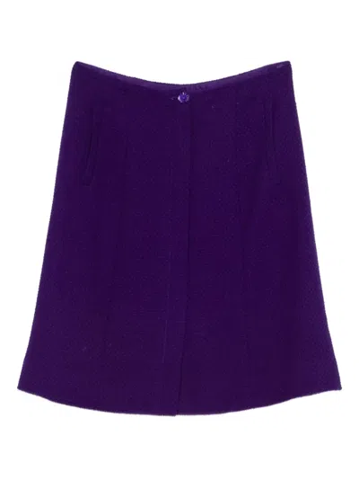 Pre-owned Chanel Tweed Button Skirt In Purple