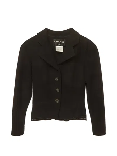 Pre-owned Chanel Tweed Button-detail Jacket In Black