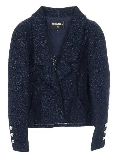 Pre-owned Chanel Tweed Buttoned Jacket In Blue