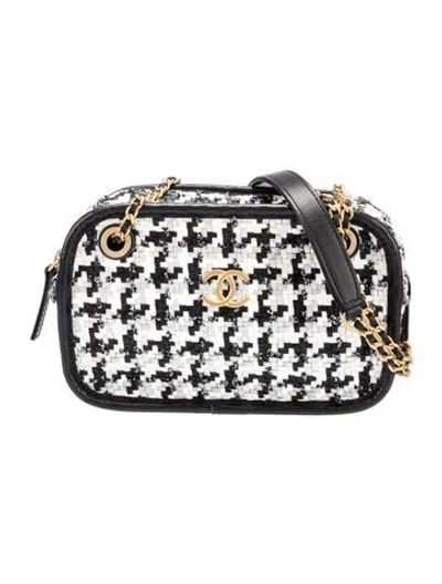 Pre-owned Chanel Tweed Camera Case In Black