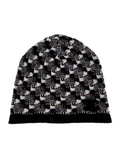 Pre-owned Chanel Tweed Cloche Cashmere Beanie In Black/metallic