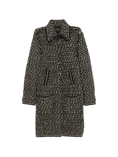 Pre-owned Chanel Tweed Coat In Black