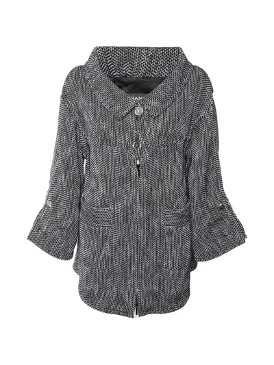 Pre-owned Chanel Tweed Collared Jacket In Black