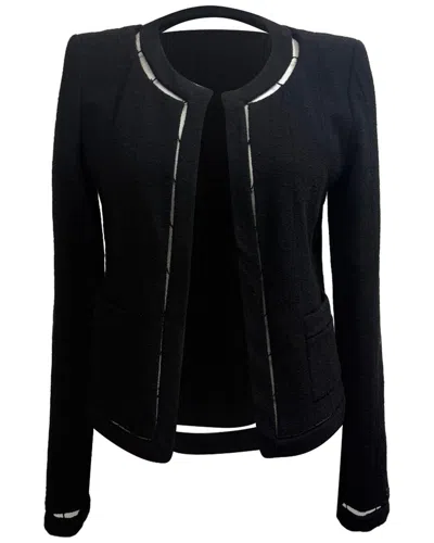 Pre-owned Chanel Tweed Cutout Accent Open Blazer, Size Int, M (authentic Pre-loved)