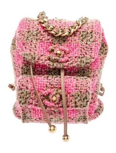 Pre-owned Chanel Tweed Duma Backpack In Pink