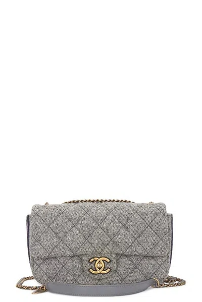 Pre-owned Chanel Tweed Flap Bag In Grey