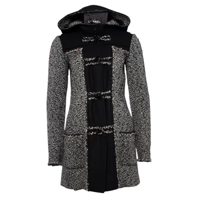 Pre-owned Chanel , Tweed Hooded Monty Coat. In Black
