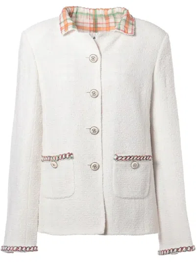 Pre-owned Chanel Tweed Jacket In White