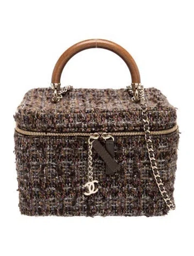 Pre-owned Chanel Tweed Knock On Wood Vanity Case