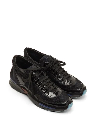 Pre-owned Chanel Tweed Low-top Sneakers In Black