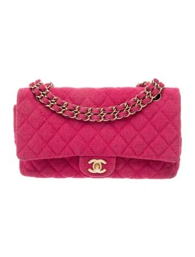 Pre-owned Chanel Tweed Medium Double Flap In Pink