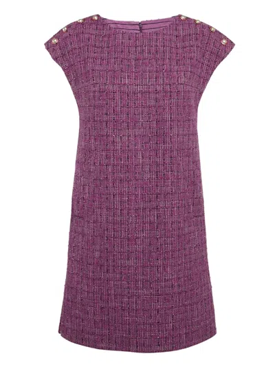 Pre-owned Chanel Tweed Mini Dress In Purple
