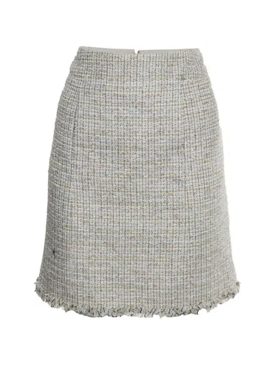 Pre-owned Chanel Tweed Mini Skirt In Blue