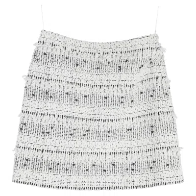 Pre-owned Chanel Tweed Mini Skirt In White Wool