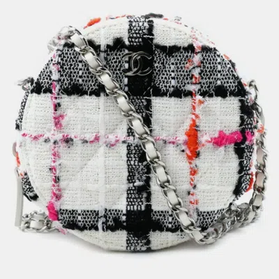 Pre-owned Chanel Tweed Multi Round Classic Chain Shoulder Bag In Multicolor