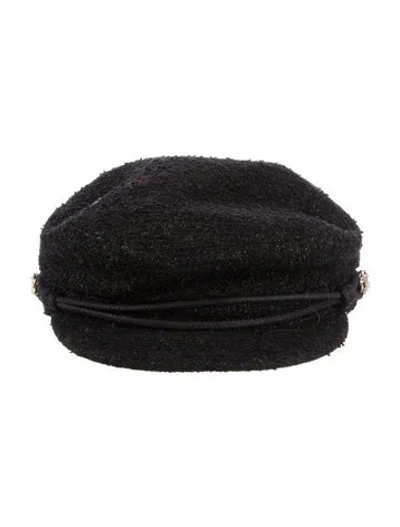 Pre-owned Chanel Tweed Newsboy Cap In Black