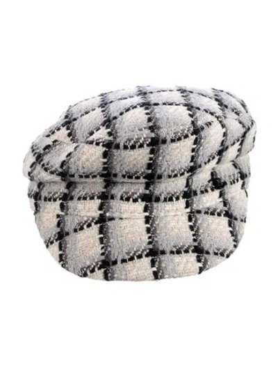 Pre-owned Chanel Tweed Newsboy Cap In Gray