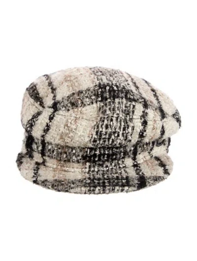 Pre-owned Chanel Tweed Newsboy Cap In Neutrals