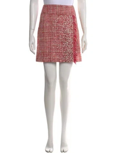 Pre-owned Chanel Tweed Pattern Mini Skirt In Red