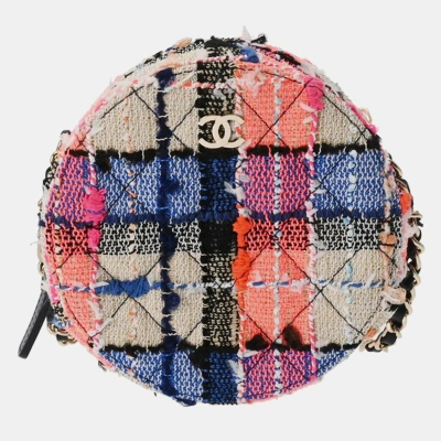 Pre-owned Chanel Tweed Round Crossbody Bag In Multicolor