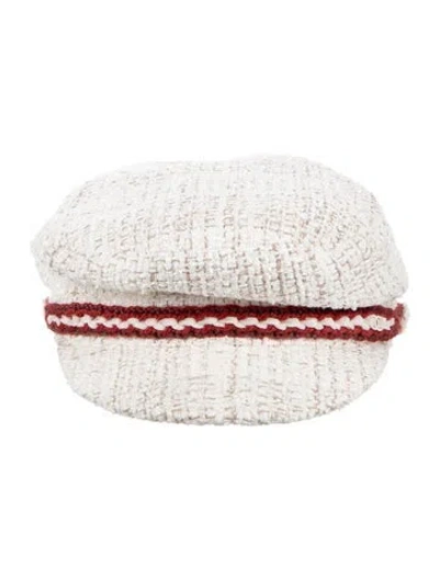 Pre-owned Chanel Tweed Sailor Cap In White