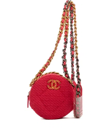 Pre-owned Chanel Tweed Shoulder Bag In Pink