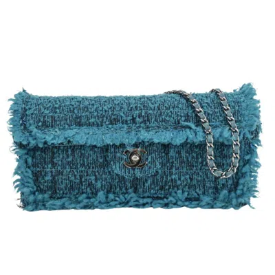 Pre-owned Chanel Tweed Shoulder Bag () In Blue
