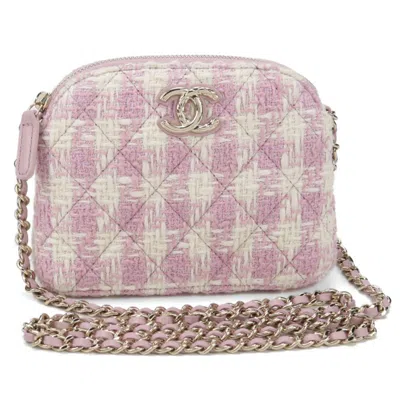Pre-owned Chanel Tweed Shoulder Bag () In Pink