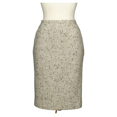 Pre-owned Chanel Tweed Skirt Fall 1999 In Sand