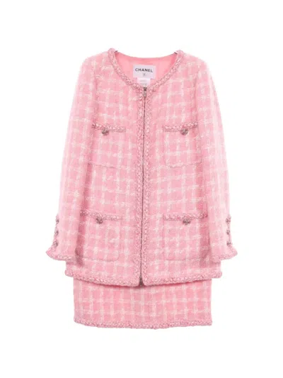 Pre-owned Chanel Tweed Skirt Suit In Pink