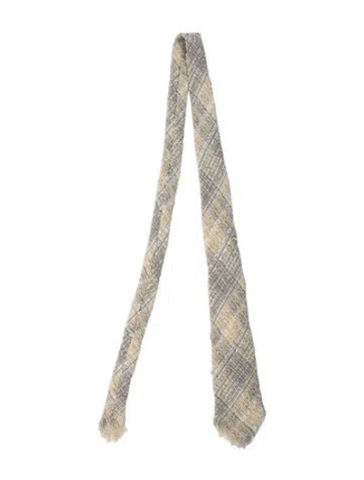 Pre-owned Chanel Tweed Tie In Yellow