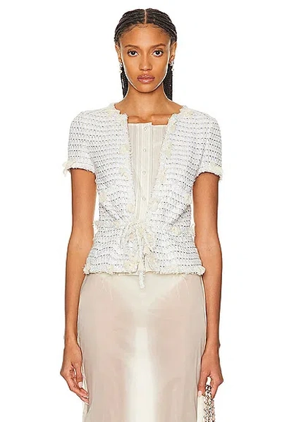 Pre-owned Chanel Tweed Top In Cream