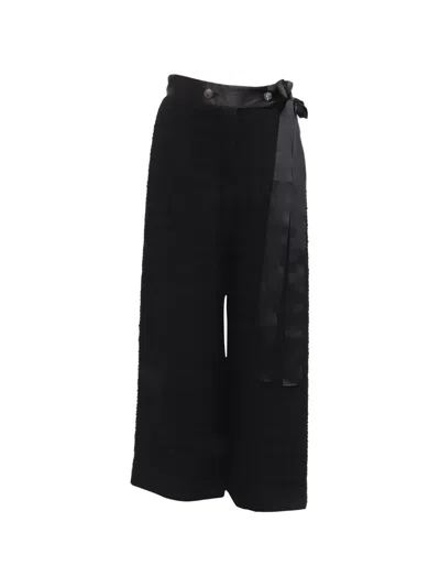 Pre-owned Chanel Tweed Wide-leg Trousers In Black