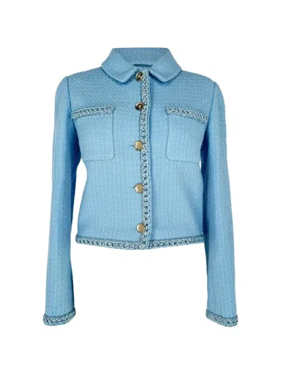 Pre-owned Chanel Tweed Wool Jacket In Blue