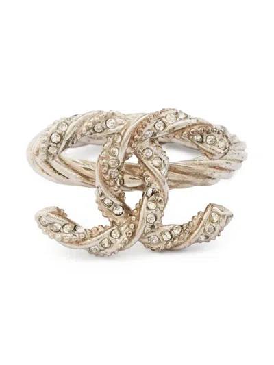 Pre-owned Chanel Twisted Cc Ring