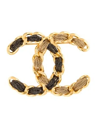 Pre-owned Chanel Two-tone Cc Brooch In Multi