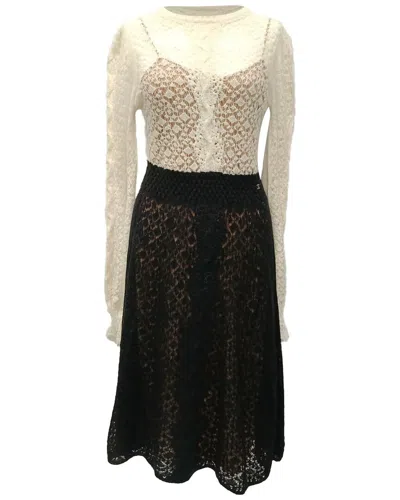 Pre-owned Chanel Two-tone Lace Midi Dress (authentic Pre-loved)