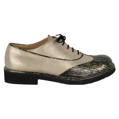 Pre-owned Chanel Two-tone Shimmer Lace-up Oxford Shoes - '10s In Brown