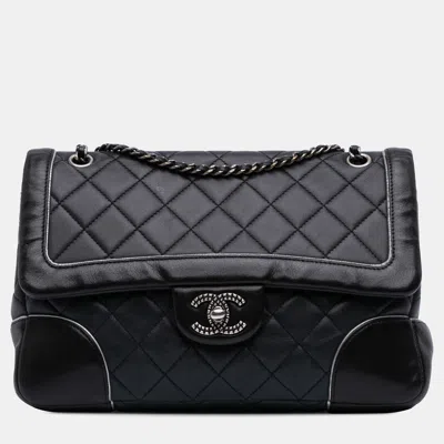 Pre-owned Chanel Tyrolean Flap Medium Black Grey Paris-salzburg Lambskin Shoulder Bag