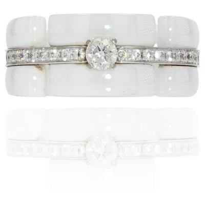 Pre-owned Chanel Ultra Diamonds White Ceramic White Gold Band Ring