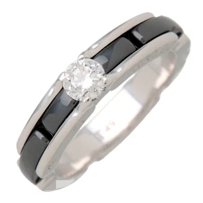 Pre-owned Chanel Ultra Link 18k White Gold And Ceramic With Diamond Silver White_gold Ring Jewelry ()