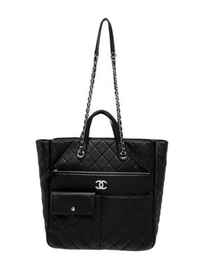 Pre-owned Chanel Ultra Pocket Shopping Tote In Black