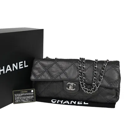 Pre-owned Chanel Ultra Stitch Grey Leather Shoulder Bag ()