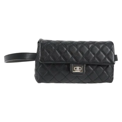 Pre-owned Chanel Uniform Reissue Belt Bag Quilted Grained Leather Leather Bag () In Black