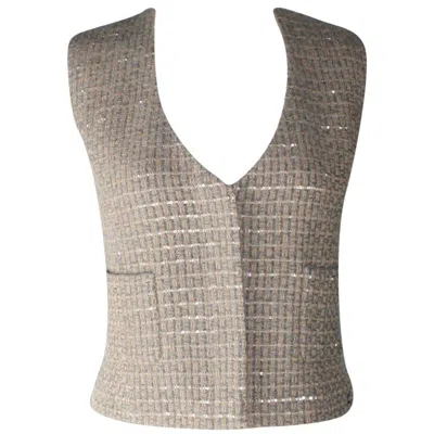 Pre-owned Chanel Unworn  Lesage Fantasy Tweed Sequin Gilet Vest Jacket 38 In Gray