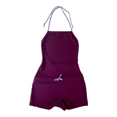 Pre-owned Chanel Unworn Y2k Rare  One-piece Logo Swimsuit Bodysuit Swimwear Beachwear 38 In Purple